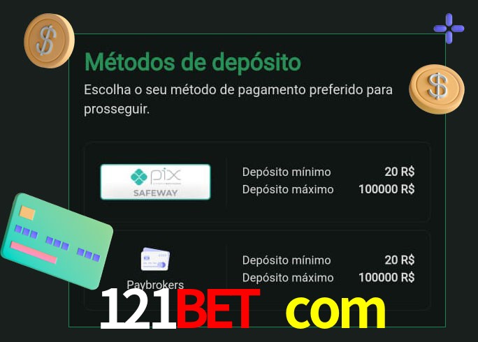 O cassino 121bet com oferece uma grande variedade de métodos de pagamento